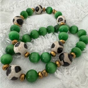 💚Handmade JADE Green crystal beaded bracelets.